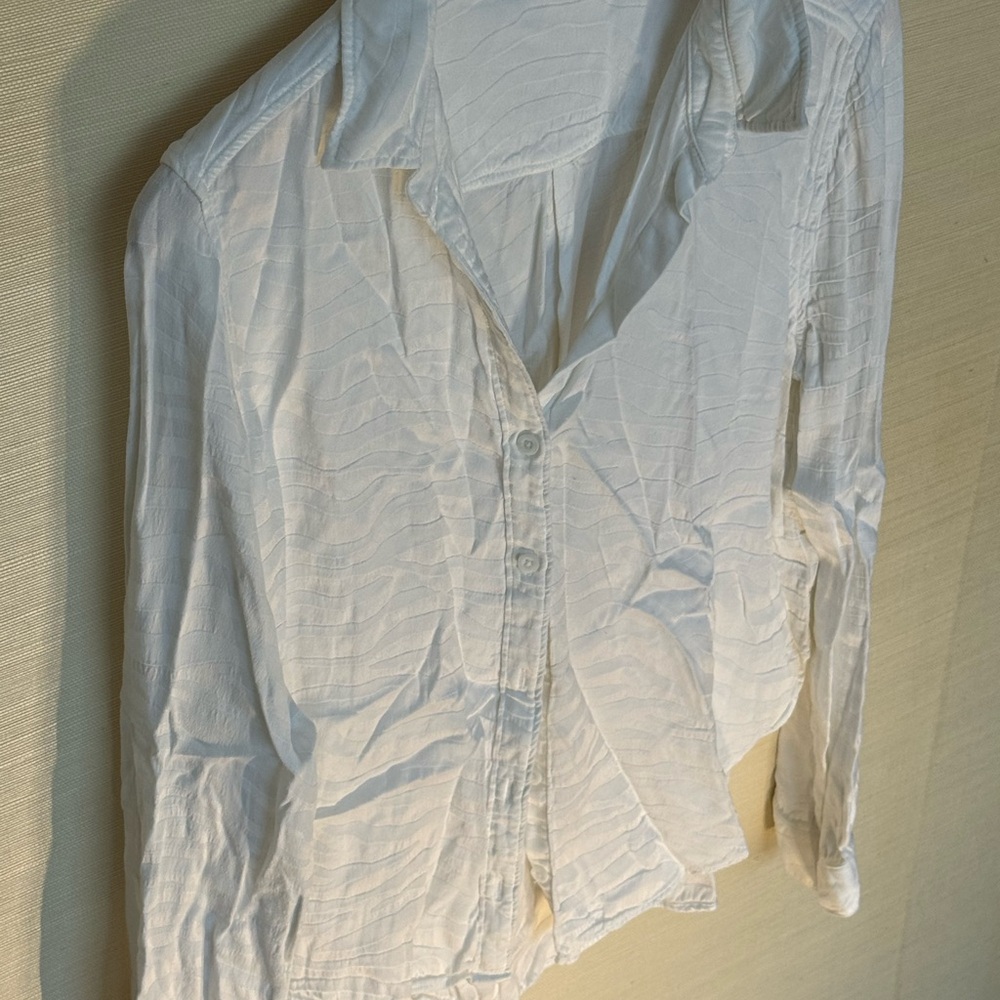 Bella Dahl Textured White Button-Down Shirt